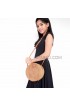 wide and large ata rattan round bag with flower pattern and lining